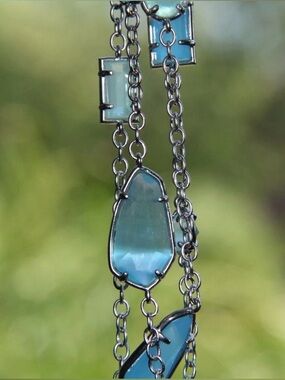 New In Box Kendra Scott Jackinta Necklace. Aqua Seafoam Chalcedony Stones
